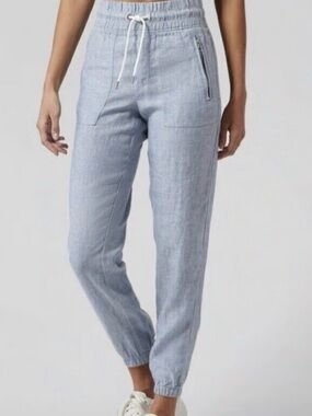 Athleta Cabo Women’s Linen Jogger Pants Size 8 Blue Lightweight Casual